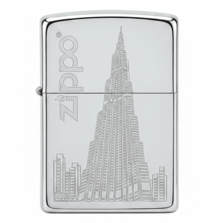 Zippo Silver Flip Top Refillable Metal Lighter Burj Khalifa Skyline Design Windproof 6×4 cm - Al Kabayel Discount CentreZippo Silver Flip Top Refillable Metal Lighter Burj Khalifa Skyline Design Windproof 6×4 cmLightersZIPPOAl Kabayel Discount Centre