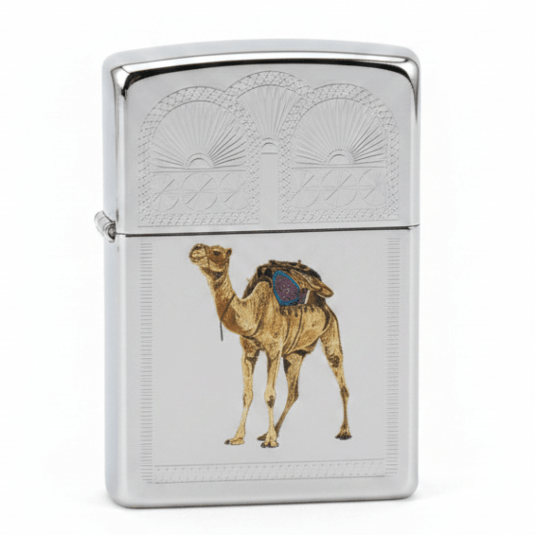 Zippo Silver Flip Top Refillable Metal Lighter Camel Theme Design 6×4 cm - Al Kabayel Discount CentreZippo Silver Flip Top Refillable Metal Lighter Camel Theme Design 6×4 cmLightersZIPPOAl Kabayel Discount Centre