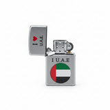 Zippo Silver Flip Top Refillable Metal Lighter I Love UAE Design Windproof Pocket Size 6×4 cm - Al Kabayel Discount CentreZippo Silver Flip Top Refillable Metal Lighter I Love UAE Design Windproof Pocket Size 6×4 cmLightersZIPPOAl Kabayel Discount Centre