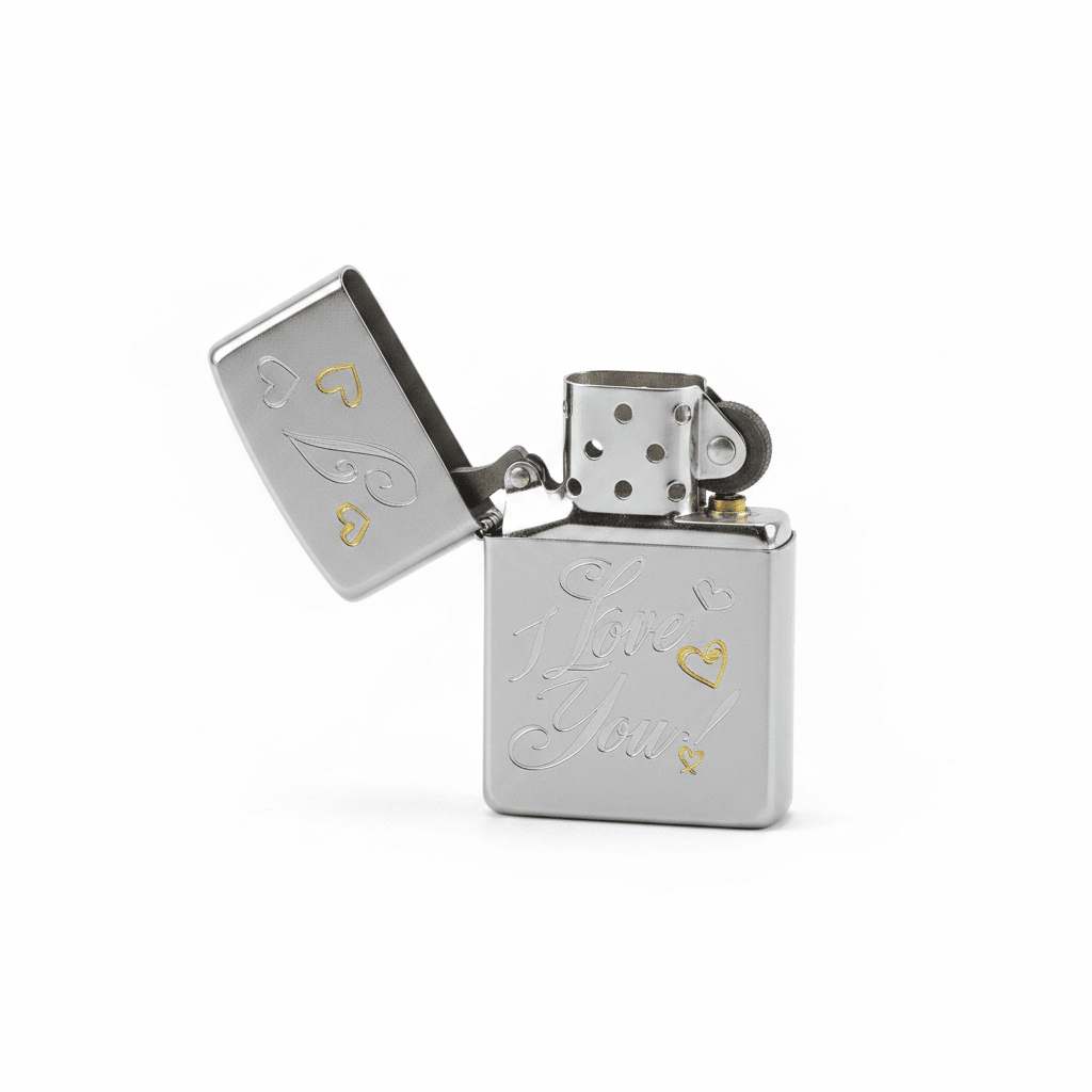 Zippo Silver Flip Top Refillable Metal Lighter I Love You Text Design Gift Idea 6×4 cm - Al Kabayel Discount CentreZippo Silver Flip Top Refillable Metal Lighter I Love You Text Design Gift Idea 6×4 cmLightersZIPPOAl Kabayel Discount Centre
