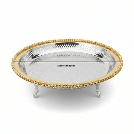 Zolten Gold & Silver Stainless Steel Round Footed Serving Tray - 35cm - Al Kabayel Discount CentreZolten Gold & Silver Stainless Steel Round Footed Serving Tray - 35cmServing TraysZOLTENAl Kabayel Discount Centre