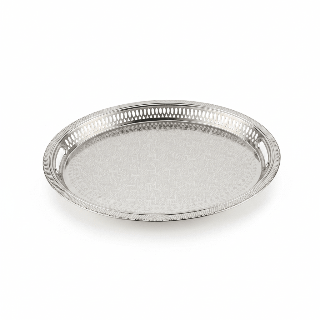 Zolten Silver Stainless Steel Oval Serving Tray - 45×32cm - Al Kabayel Discount CentreZolten Silver Stainless Steel Oval Serving Tray - 45×32cmServing TraysZOLTENAl Kabayel Discount Centre