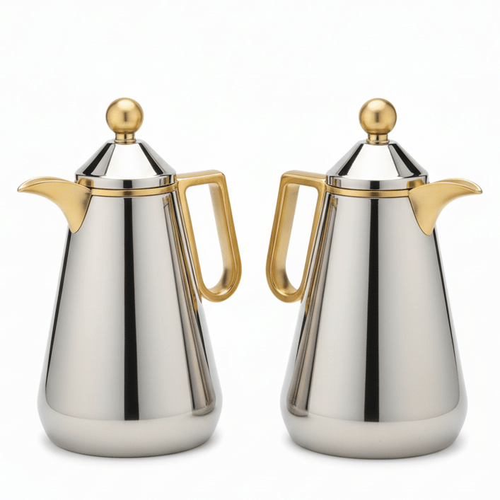 Zolten Velora Premium Silver & Gold Double Wall Insulated Vacuum Flask Set for Hot & Cold Beverages – 1L + 1L - Al Kabayel Discount CentreZolten Velora Premium Silver & Gold Double Wall Insulated Vacuum Flask Set for Hot & Cold Beverages – 1L + 1LThermosZOLTENAl Kabayel Discount Centre