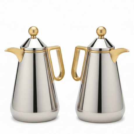 Zolten Velora Premium Silver & Gold Double Wall Insulated Vacuum Flask Set for Hot & Cold Beverages – 1L + 1L - Al Kabayel Discount CentreZolten Velora Premium Silver & Gold Double Wall Insulated Vacuum Flask Set for Hot & Cold Beverages – 1L + 1LThermosZOLTENAl Kabayel Discount Centre